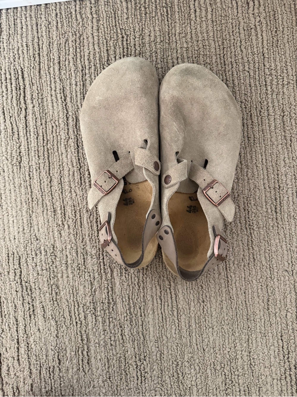 Birkenstock Taupe Suede Buckle Slip-On Clogs
